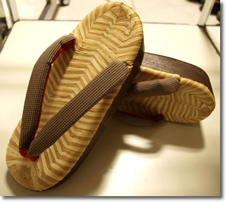 縞畳表舟形下駄